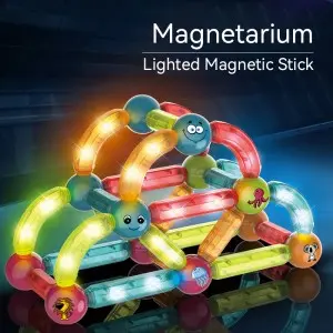 Glowing Magnetic Rods And Balls Building Blocks Toy Kids Spatial Thinking Developing