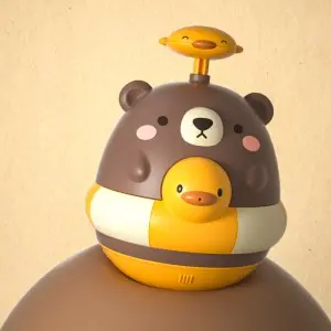 Infant Indoor Cartoon Roly-Poly Tumbler Toy Toddler Bathtub Water Sprinkler Gun Machine Cute Baby Pressing Bear Water Squirt Toy