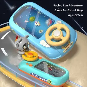 Children Fun Competition Racing Car/ Space Adventure Game Toy Steering Wheel Operation Multi-Mode Music Light Game Console Toys