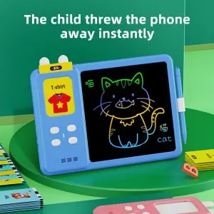 2-in-1 LCD Writing Drawing Tablet English Talking Flash Cards Montessori Educational Learning Machine Autism Sensory Toy for Kid