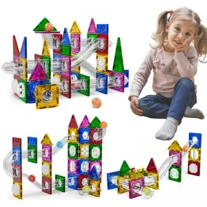 Wholesale Kids Magnetic Tile Construction Building Block Rolling Ball Track Toys