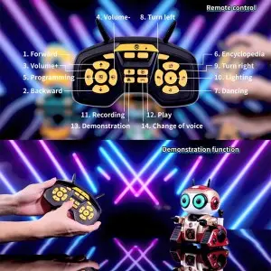 Smart Remote Control Robot – Programmable STEM Toy with LED/Weapon Modes, 5 Colors Ages 6+