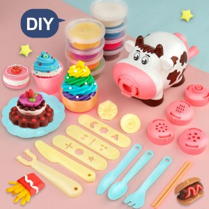 Children Pretend Play DIY Noddle Ice Cream Making Machine Clay Toys Color Plasticine Extruders Cutter Play Dough Tools For Kids