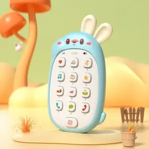 Toddler Montessori Enlighten Music & Light Cellphone Baby Educational Bilingual Mobile Phone Kids Cartoon Rabbit Cell Phone Toy