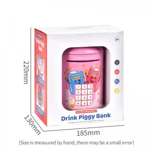 Coke Can Shape ATM Machine Kids Coins Cash Saving Box Password Unlocking Money Box Toy Electric Piggy Bank with Light & Music