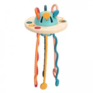 Best Selling Silicone Baby Teething Strings UFO Flying Saucer Puller Interactive Montessori Sensory Toys for Babies 6-12 Months