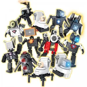 Hot Sale Kids Fine Motor Skills Training DIY Assembly Toy Educational Creative Monitor Toilet Man Model Toy Building Blocks