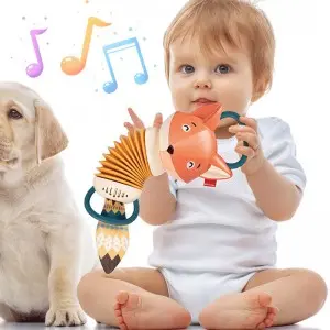 2023 Toddler Early Educational Electric Musical Instrument Brain Development Baby Soothe Toy Cute Cartoon Fox Toy Accordions