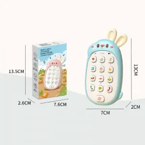 Toddler Montessori Enlighten Music & Light Cellphone Baby Educational Bilingual Mobile Phone Kids Cartoon Rabbit Cell Phone Toy