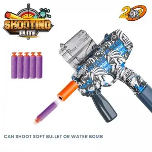 Children Indoor Outdoor 2-in-1 Shooting Modes Soft Bullet Blaster Gun Plastic Electric MP9 Water Shooting Gun Toys for Kids
