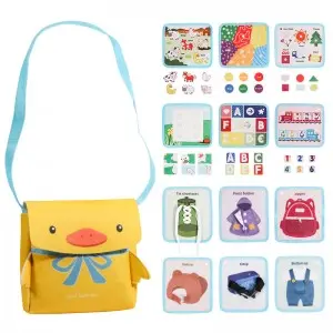 Animal/Color/Shape/Letters/Numbers/Puzzle Cognitive Matching Toy Daily Skill Development Montessori Baby Busy Book Messenger Bag