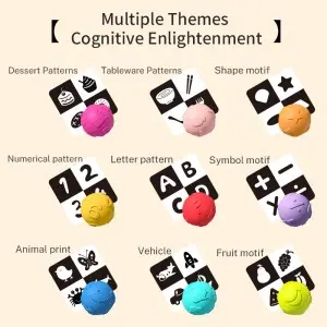 Baby Floating Bath Toys Soft Silicone Ball Massaging Ball Toddler Cognitive Cards Matching Game Montessori Educational Toys