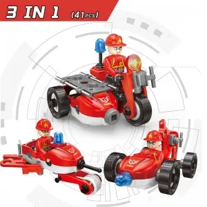 41pcs STEM Educational Fire Rescue Building Series Toy Children Intelligent 3-In-1 DIY Assembly Vehicle Toy Set