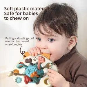 Toddler Montessori Sensory Rope Pulling Game Infant Finger Movement Skills Development Interactive Fox Pull String Toy for Baby