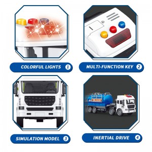 High Quality Boy Gift Plastic Inertia Musical Oil Car Kids Friction Oil Tank Truck Toy with Sound and Light