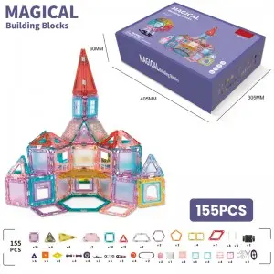 Colorful Magnetic Tiles Toy Sets Educational 3D Robot / Castle Building Blocks