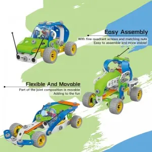 117PCS 5 in 1 Screw Assembly and Disassembly Racing Car Truck Aircraft Boat Model Toys STEAM Building Block Toy Set for Kids
