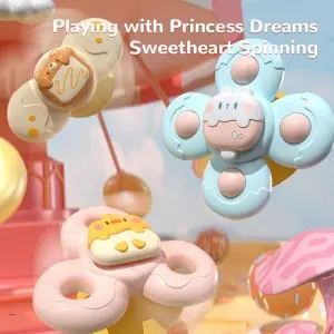 Baby Bathtub Door Wall Floor Suction Up Spinning Top Infant Teether Gyro Toy Fidget Kids Cartoon Finger Spinning Top Toys