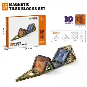 High Quality 3D Diamond Magnet Building Block Set STEM Educational Magnetic Tiles Toys for Children