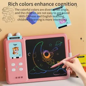 2-in-1 LCD Writing Drawing Tablet English Talking Flash Cards Montessori Educational Learning Machine Autism Sensory Toy for Kid