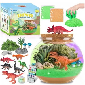 Glowing DIY Fairy Garden Kit – Unicorn/Mermaid/Dinosaur Micro Landscape Bottle, STEM Kids Craft Gift