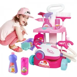 Kids Pretend Cleaning Set – Light-Up Vacuum, Broom & Dustpan, Interactive Role Play Toy Ages 3+