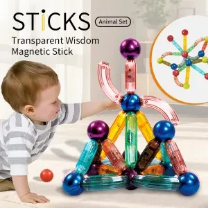Kids STEM Learning Magnetic Sticks And Balls Toy DIY Magnet Building Blocks