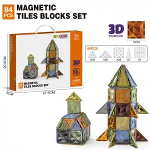 High Quality 3D Diamond Magnet Building Block Set STEM Educational Magnetic Tiles Toys for Children