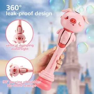 Kids Outdoor Cute Pig/Rabbit/Cow Soap Water Bubble Stick Plastic Electric Cartoon Animals Bubble Wand Toy with Light and Music