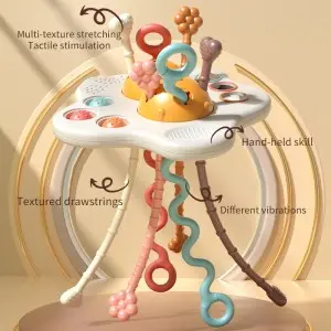 Infant Sensory Double Egg Yolk Pull Push Toy Teething Toys Hand Finger Development Baby Montessori Poached Egg Pull String Toy