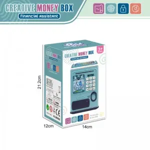 Kids Electronic ATM Machine Cash Coins Safe Money Saving Box Toy Cartoon Smart Fingerprint & Password Unlocking Piggy Bank