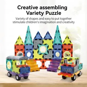 3D Construction Magnetic Tiles Building Blocks Toys for Children Brilliant Light Shadow Color Perception