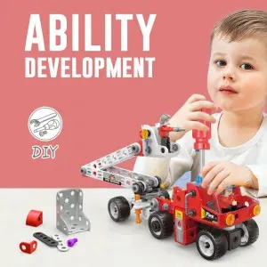 187PCS STEM Screw Nut Assembling Fire Fighting Vehicle Helicopter Toys Educational Fire Rescue Truck Building Block Set for Kids