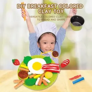 Children’s Early Educational Diy Colored Clay Breakfast Making Mold Kit Plastic Cutter Rollers Tool Non-toxic Colored Dough Toys