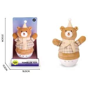 Cuddly Tumbler Toy with 6 Soothing Songs & LED Lights – Rabbit/Bear/Dino Plush Gift for Kids