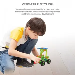 63PCS 3 in 1 STEM Creative Self Assembly Truck 3D Novelty Shapes Construction Play Kit IQ Development Screw Building Blocks Toy
