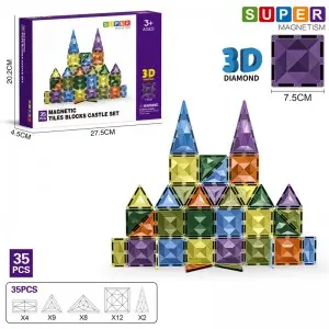 Kids DIY Assembling Set STEM Intelligent Magnetic Building Tiles Toy Parent-child Interactive