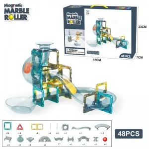 Magnetic Building Tunnel Ball Rolling Track Toy Kids Enlighten Magnet Marble Race Track Set