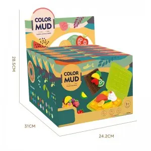 4 Tubs Colored Plasticine and Modeling Tools Kit Children Educational DIY Waffle Making Mold Play Dough Set for Kids Ages 3+