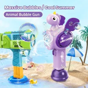 Electric Bubble Wand Cartoon Handheld Light-Up Bubble Toys for Kids Outdoor Play