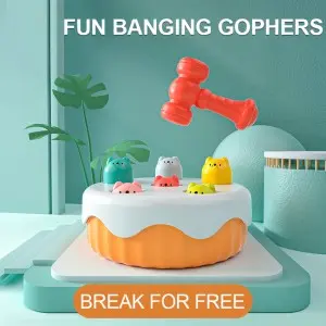 Baby Developmental Whack a Mole Cake Design Knocking Hamster Game Toy Kids Early Educational Plastic Interactive Hit Desktop Toys