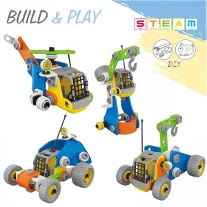 81PCS 4 in 1 STEM Building Block Car Helicopter Model Kids Imaginative Construction Play Set DIY Assembly Toys for Children