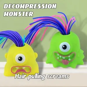 Novelty Gift Pull Its Hair Makes It Scream Fun Doll Stress Anxiety Reliever Fidget Squishy Toys Screaming Monster Toys for Kids