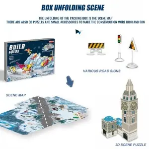 Upgrade Build and Play Set DIY 178PCS Assembly Aircraft Bell Tower Scene Construction Kit STEM Building Blocks Toy for Kid