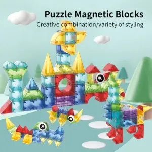 3D STEM Magnet Building Tiles Educational Construction Toys Plastic Magnetic Block Set for Children