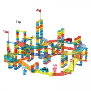 Magnetic Tiles Flexible Assembling Mini Car Racing Track Toy Kids DIY Orbital Slot Building Blocks Toy