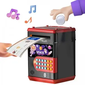 Kid Multifunctional Electronic ATM Machine Educational Fingerprint Password Unlocking Piggy Bank Toy Coin Paper Money Saving Box