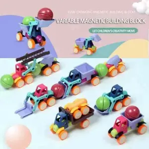 40/80/120PCS 3D Magnet Building Engineering Truck Set Kids STEM Educational Stick and Balls Magnetic Block Toys for Children