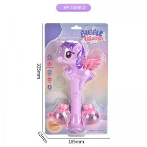 Electric Cartoon Magical Unicorn Bubble Wand Toys with Wings Light Music for Kids Gift