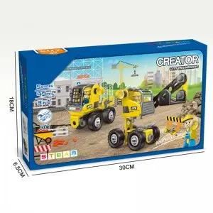 3-in-1 Screws and Nuts Connection City Construction Machinery Truck Play Kit 49pcs Creative DIY STEM Engineering Vehicle Toy